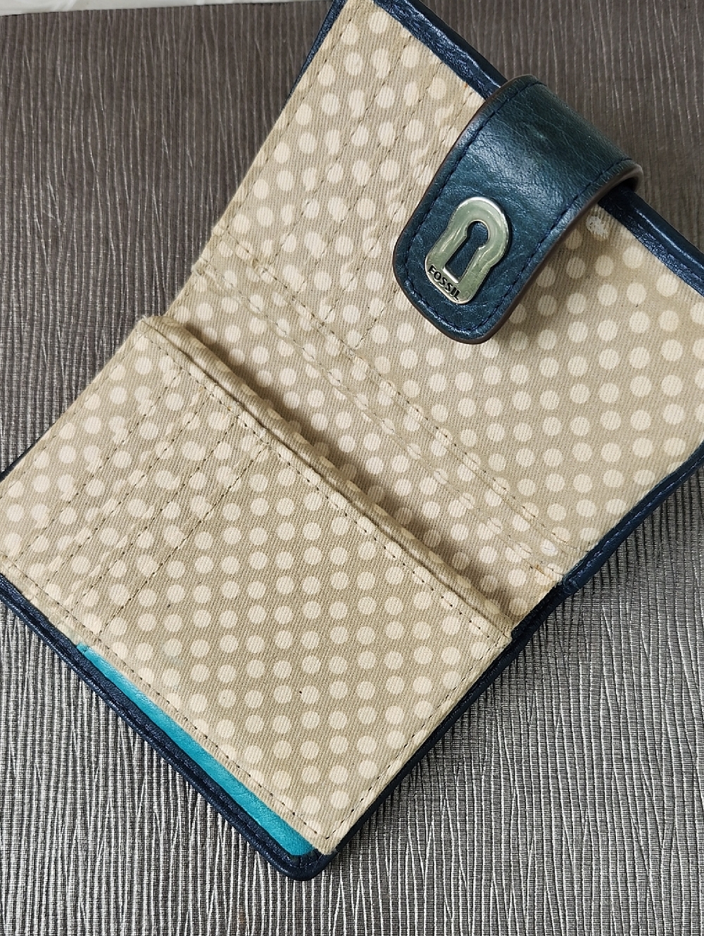 FOSSIL RUBY MULTI-COLOR COMPACT BI-FOLD LEATHER/SUEDE WALLET - Picture 9 of 12